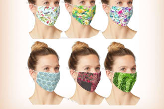 design mask, trendy scarf and skirt