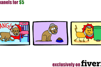 draw a 3 panel comic strip of ANY subject