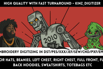 do embroidery digitizing in dst,pes,jef,cnd,exp,emb files within 2 hours