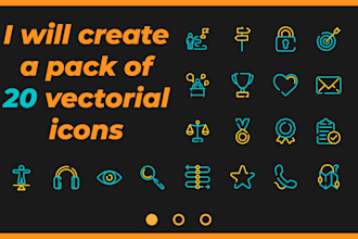 Top 10!  create a set of 20 vector icons for web, apps or printing