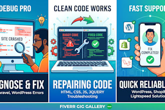 fix HTML, CSS, javascript, PHP, wordpress, and shopify errors