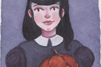 paint a halloween watercolor illustration