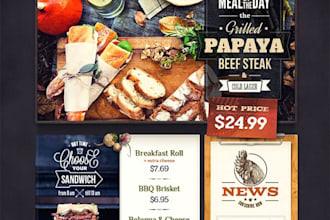 design food menu, restaurant and table menu