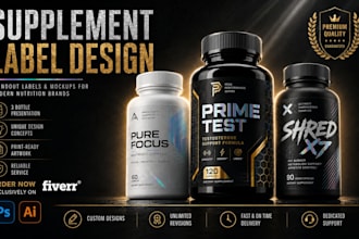 design supplement label and vitamin bottle packaging