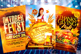 design flyer for oktoberfest and thanksgiving holidays