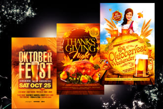 design flyer for oktoberfest and thanksgiving holidays