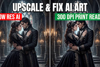 upscale and fix ai art to 300 dpi for printable wall art