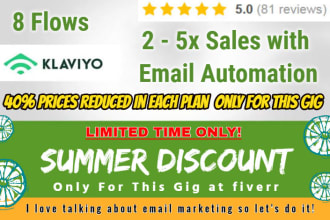 set up 10 klaviyo flows with brand new template with content