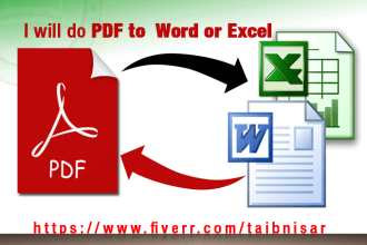 do data entry, PDF to word or excel