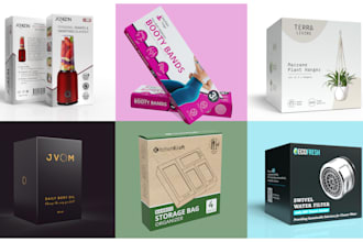 do product packaging design, label design and amazon packaging box design