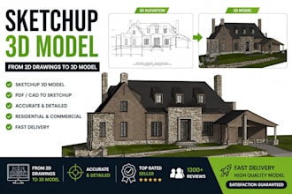 create sketchup 3d model for architecture