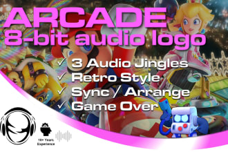 create amazing 8bit arcade audio logo, jingle or music