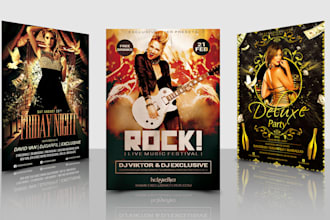 rock, jazz, concert disco, ladies night party, retro dj night club flyers