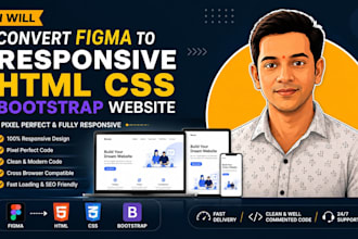 convert figma to responsive HTML CSS bootstrap website