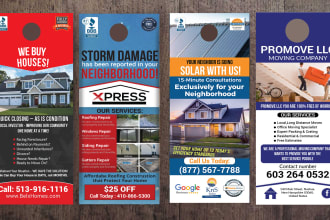 design door hanger, flyer for roofing, cleaning, realtors