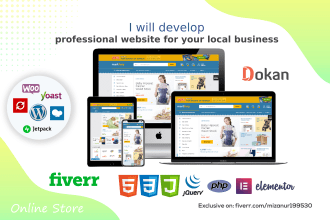 develop a professional website for your local business store using woocommerce
