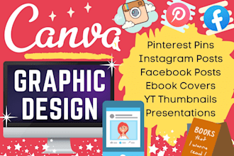 design anything on canva pinterest pins, facebook, instagram posts, ebook covers