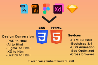 convert psd to HTML,figma to HTML, xd to html responsive