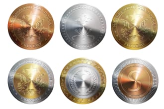 create gold metallic crypto, ico coin ,token or badge