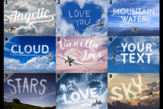 transform your text logo in cloud effect formed by aircraft