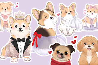 draw you cute dog stickers