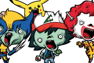 create an amazing zombie cartoon illustration