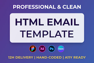 convert figma, PSD, xd, PDF, jpg, png to responsive HTML email template