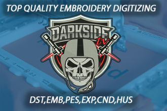 do embroidery digitizing logo in dst,pes,emb file in 1 hour