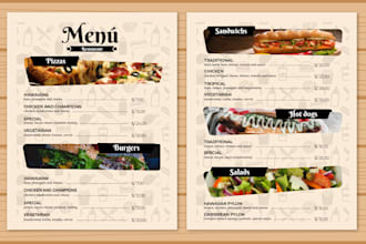 professionally design restaurant menu ready to print