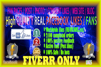give you 170 genuine real human facebook likes for your fanpage,website or blog