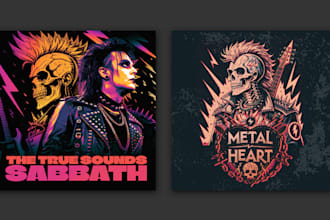 make epic vintage retro heavy metal band cover designs