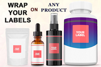 wrap your label on any 3d bottle, jar, tube, cans, pouch
