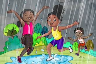 do children book illustration with book format