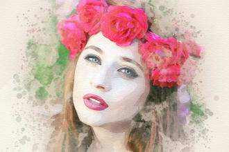convert photo into watercolor, digital painting and sketch