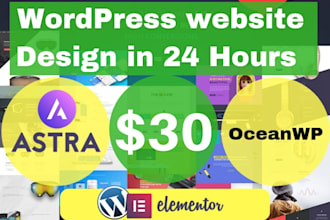 create wordpress website design in 24h using  elementor pro