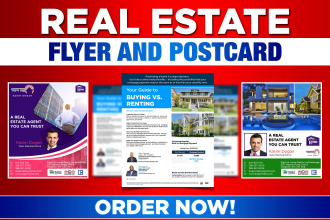 design real estate postcards, door hangers, yard sign and flyers for realtors