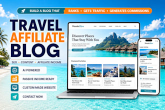 create travel affiliate blog or travel agency website for passive income