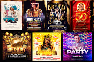 design birthday flyer and anniversary flyer,wedding flyer,