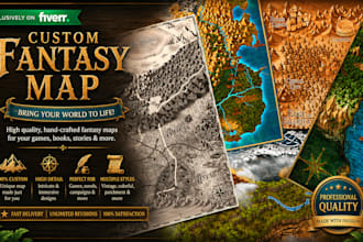 design a custom fantasy world map for games, novels and rpgs