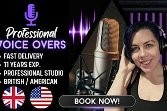 studio quality human female british or american voice over