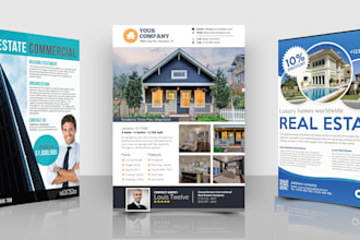 design real estate postcard, flyer, poster, banner, brochures or info sheets