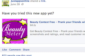 recommend your iPhone app, website, blog, product to my 4600 real Facebook fans
