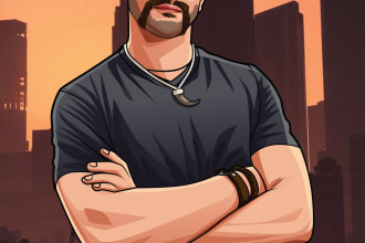 draw gta v and cute cartoon caricature  your photo