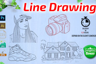 create photo to line drawing illustration within 24 hours
