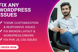install, fix issues, redesign and customize wordpress