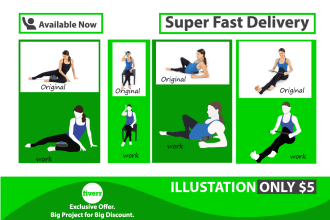 draw exercise, workout, yoga, medical,  etc vector art