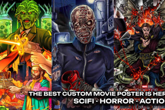 make custom hand drawn movie poster illustration