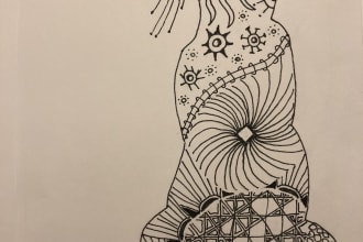 draw any animal silhouette in zentangle inspired style