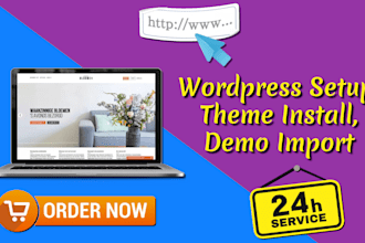 do wordpress theme installation, demo import