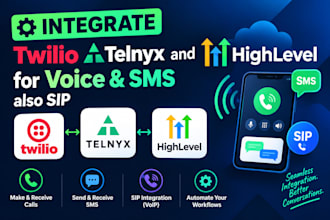 integrate twilio telnyx and ghl for voice and SMS also sip